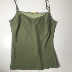 Women's Olive Green Satin Camisole with Adjustable Straps